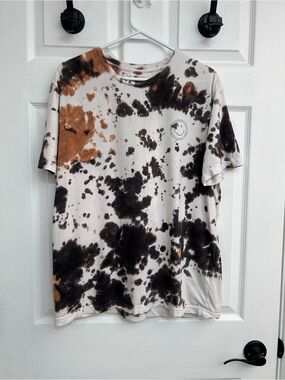 Denim & Flower Beige and Dark Brown Tie-Dye Tee